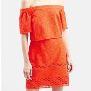 Topshop off the shoulder dress.